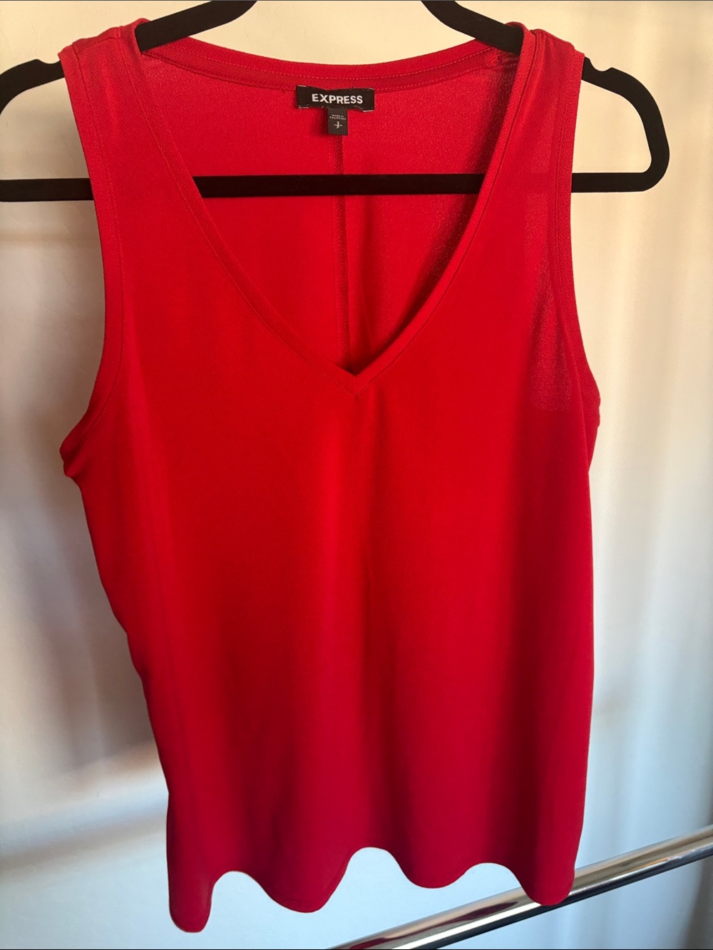 Express Bright Red V-Neck Tank Top
